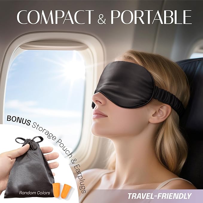 OLESILK Silk Sleep Mask, 100% Mulberry Silk Eye Mask for Sleeping, Double Layer Filling and Elastic Strap, Travel and Nap, Soft Eye Cover Eyeshade with Luxury Bag and Ear Plugs, Pink
