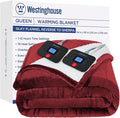 Westinghouse Electric Blanket Queen, Heated Blanket Queen Size with 10 Heating Levels and 1 to 12 Hours Heating Time Settings, Flannel to Sherpa Reversible, Machine Washable (84" x 90", Red)