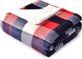 SOCHOW Buffalo Plaid Sherpa Fleece Throw Blanket, Double-Sided Checkered Super Soft Luxurious Bedding Blanket 50 x 60 inches, Red/Blue