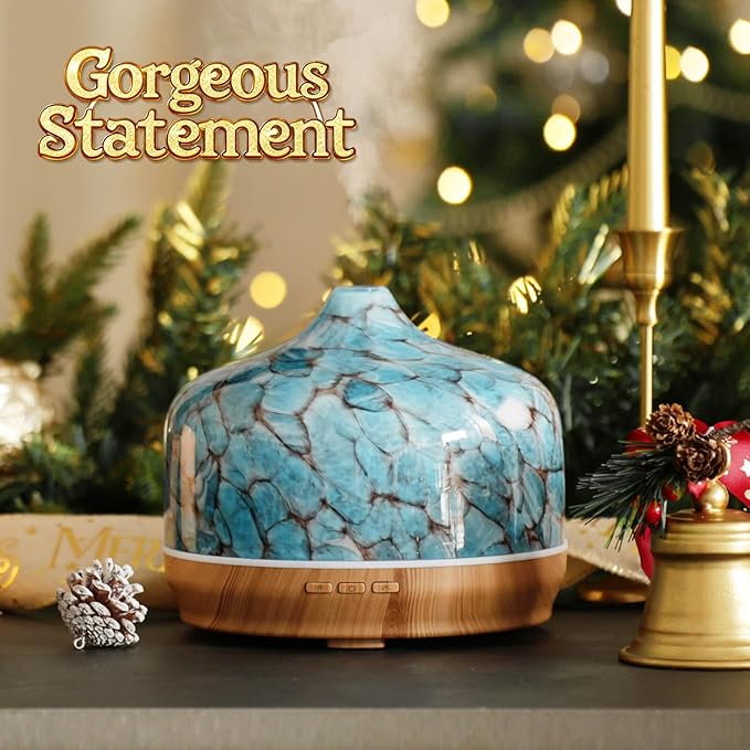 Porseme 500ml Essential Oil Diffuser, Aroma Ultrasonic Humidifier with Remote Control, BPA Free, Auto Shut-Off, 7 Color LED Light for Bedroom