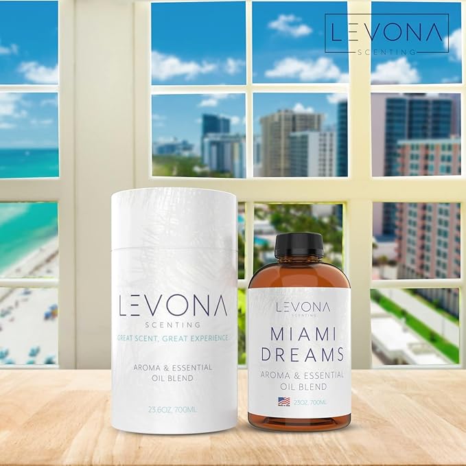 Levona Scent Essential Oil - Fresh Aroma for Home, Office, Hotel & Spa, Perfect in Humidifiers and Diffusers, Luxury Fragrance, with Bergamot, Pine, Rose, Earthy Notes - 700ml/ 23 fl oz, Miami Dreams