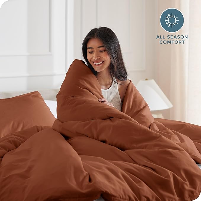 Bare Home Bedding Duvet Cover California King Size - Premium 1800 Super Soft Collection - Lightweight, Cooling - Soft Breathable Bedding Duvet Cover (Cal King, Terracotta)