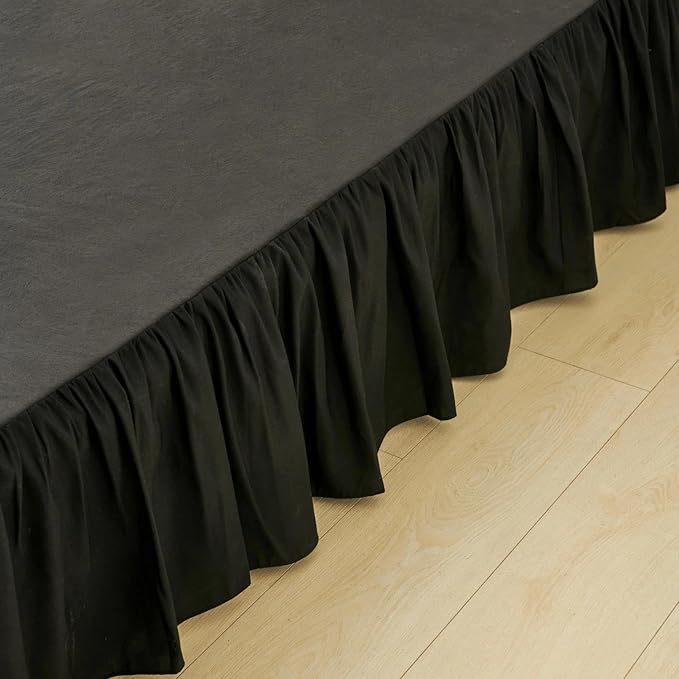Bed Skirt Full Size Ruffled Bed Skirt with Split Corners, Black Full Bed Skirts 16 Inch Drop with Platform, 16'' Full, Black