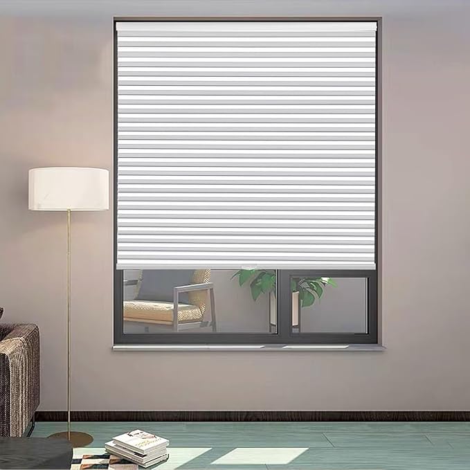 MYshade 1.5-Inch Cellular Cordless Blackout Shades,Thermal Insulating Noise Reducing Waterproof Blinds,Honeycomb Window Treatments for Indoor Light Control (White-24 W x 64" H)