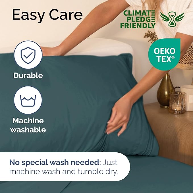 Twin Size 3 Piece Sheet Set - Extra Soft, Breathable & Cooling Sheets - Hotel Luxury Durable Bed Sheets for Women & Men - Deep Pockets, Easy-Fit & Wrinkle-Free Sheets - Deep Teal Oeko-Tex Bed Sheets