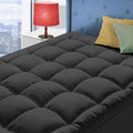 Twin Size Mattress Topper for Back Pain, Cooling Extra Thick Mattress Pad Cover with 8-21 inch Deep Pocket, Plush Pillow Top Mattress Topper Overfilled with Down Alternative, Twin Size, Black