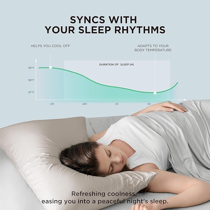 Bedsure Cooling Pillow Cases, Zipper Pillow Cases Queen Size Set of 2, Cool Pillowcases for Hot Sleepers & Night Sweats, Soft & Breathable Cold Pillow Cover for Hair & Skin, Gift, Beige, 20x30 Inches