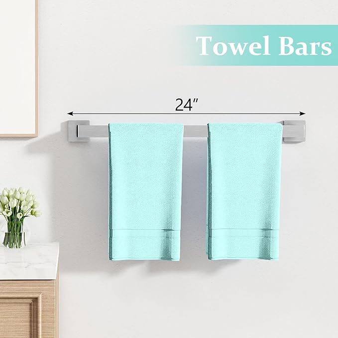 20-Piece Brushed Nickel Bathroom Hardware Set, 24 Inch Bath Towel Bar Set, Stainless Steel Wall Mounted Towel Rack for Bathroom