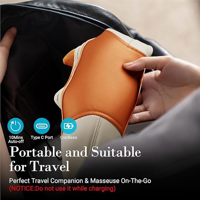 Shiatsu Neck Massager with Heat - Cordless 4D Expert Neck Shoulder Massage for Pain Relief,Upgarded Kneading Massager for Muscle Relaxation, Gifts for Men Women