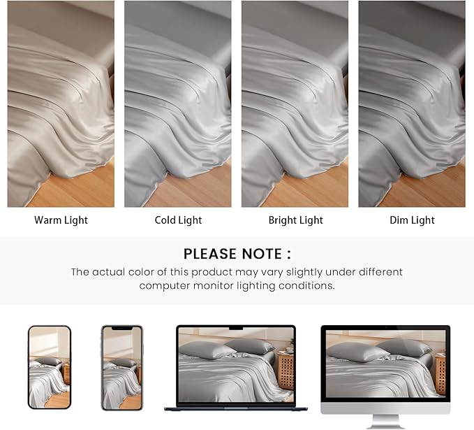 THXSILK 100% Pure Mulberry Silk Duvet Cover Set 3 Piece, 6A+ Grade Luxury Soft Bedding Silk Sheets for Hair and Skin, 1 Pcs Duvet/Quilt/Comforter Cover with 2 Zippered Pillowcases (Grey, Full)
