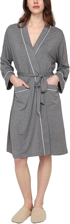 GYS Premium Viscose from Bamboo Robe for Women Long Sleeve Bathrobes Soft Kimono Robes