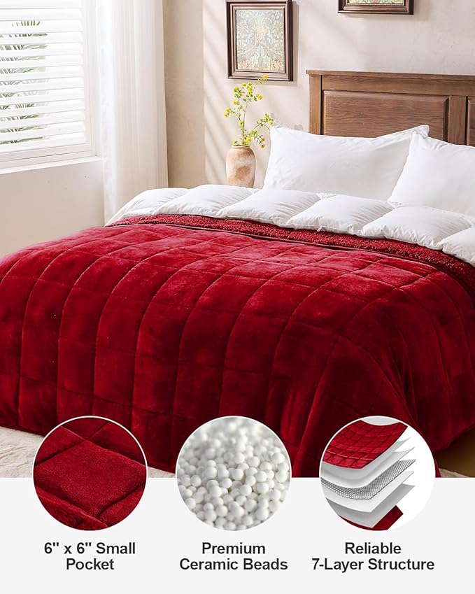 Super Fuzzy Soft Sherpa Fleece Weighted Blanket, 15 lbs Dual Sided Fluffy Heavy Weighted Blankets for Adults - No Bunching with Double Layers of Soft Inner Lining (48"x 72", 15 Pounds)