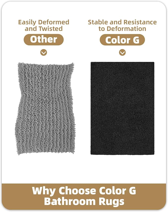 Color&Geometry Small Bath Mats for Bathroom Non Slip, 16"x24" Black Bathroom Rugs, Absorbent, Soft, Washable, Microfiber Bath Rug Shower Mat