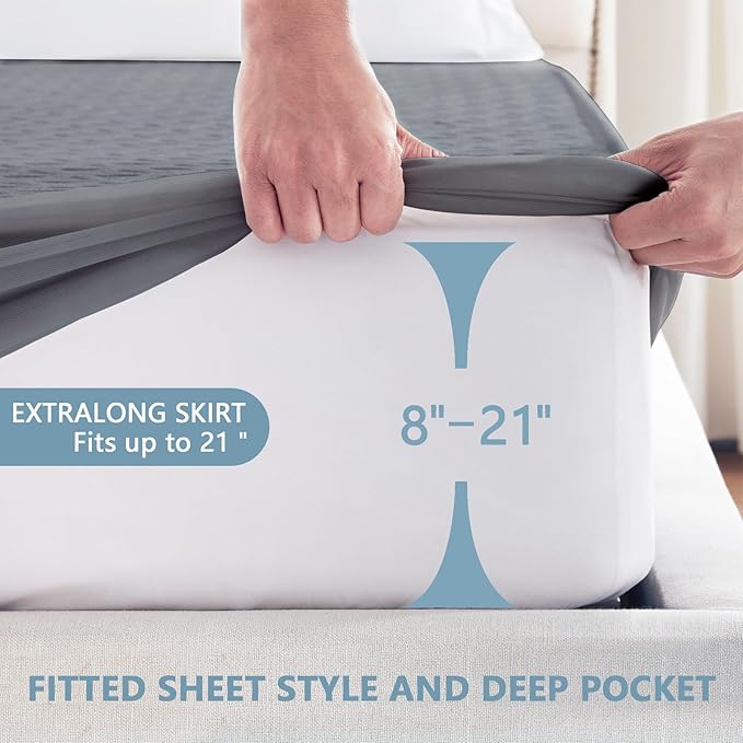 Premium Waterproof Mattress Protector Twin Size, Breathable Bed Cover 3D Air Fabric Cooling Mattress Pad Cover Smooth Soft Noiseless Washable, 8''-21'' Deep Pocket (Gray)
