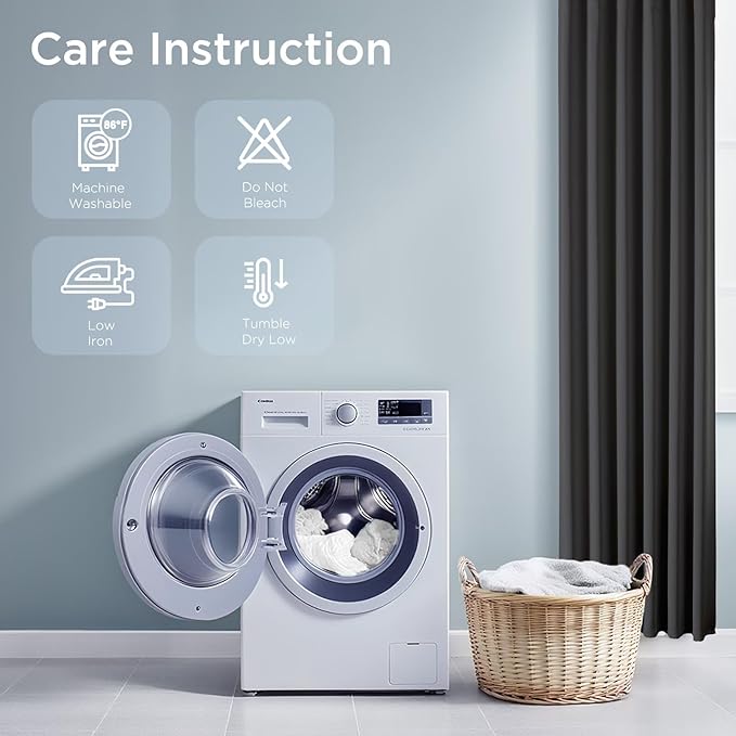 CUCRAF Dark Grey Blackout Curtains 108 inch Length 2 Panels Set, Rod Pocket Room Darkening Drapes for Bedroom Living Room, Insulated Thermal Light Blocking Window Curtain (W52 x L108 Inch)