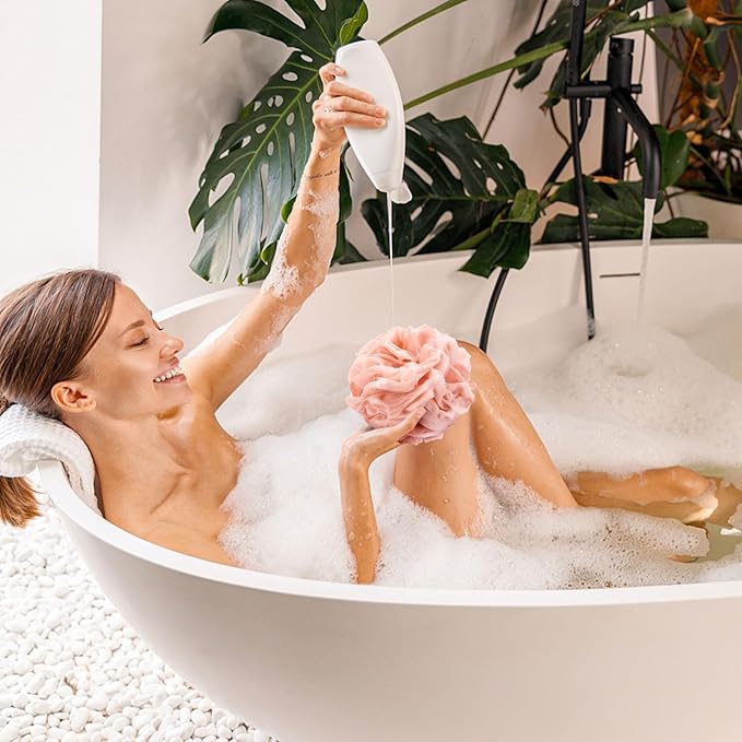 BTYMS Large Loofah Sponge 75g/Pc, Exfoliating Shower Pouf Bath Scrunchies Bath Scrubber Body Loofahs for Shower - Set of 4