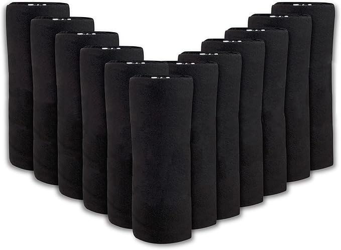 (24 Pack) Bulk Fleece 50x60 Throw Blankets for Wedding Favors, Homeless Women, Men, Homes, Bed, Sofa, Couch, Office, Pet Blankets, Travel | Soft Warm Lightweight Throw Blankets in Bulk (Black)
