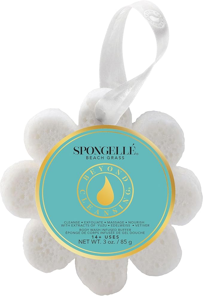 Spongelle Beach Grass Wild Flower Buffer Body Scrubber | Bath & Shower Loofah for Women | Exfoliator with Body Wash Infused Sponge | 14+ uses