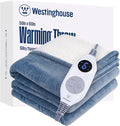 Westinghouse Heated Throw Blanket, Flower Jacquard Electric Blanket Throw with 6 Heating Levels and 2-10 Hours Auto-Off, Flannel to Sherpa Super Cozy Heated Blanket, Machine Washable (50" x 60" Blue)