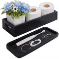 Toilet Tank Tray for Modern Black Bathroom Decor Set of 2 Acacia Toilet Tank Topper Paper Storage Decorative Organizer Box Wood Vanity Tray for Counter Decor Dresser Tops (Black)