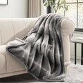 EVERGRACEHOME Ultra Soft Luxury Fluffy Mink Faux Fur Throw Blanket, Thick Warm Fall Winter Blankets for Bed, Couch, Cozy Plush Reversible Blanket for Chair, Sofa (Ombré Silver Onyx, 60"x80")