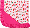 Premium Baby Blanket for Girls, Stretchy Quilt, Soft Crib Bedding for Newborn Baby and Toddler, Ruffle Nursery Blanket for Kids, Viscose Made from Bamboo, 50''x50'' Sweet Cherries