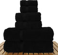Luxury Hotel & Spa Quality Collection, Highly Absorbent & Quick Dry 100% Turkish Cotton, 750+ GSM, Eco Friendly Towel, Dobby Border Towels, 2 Bath Towel, 2 Hand Towel, 2 Washcloths (6 Piece, Black)