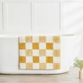 CozeCube Bath mats for Bathroom Non Slip, Fluffy Absorbent Microfiber Bath mat Washable, Aesthetic Bathroom Rugs, Long Harvest Gold Checkered Bath mat, Harvest Gold, 47" x 24"