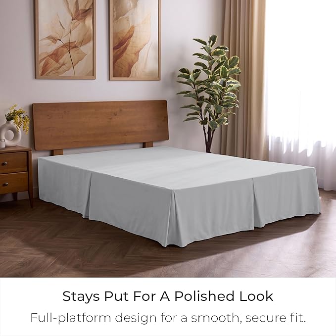 Mellanni Bed Skirt Twin Size - Bed Skirting - 15-Inch Tailored Drop Pleated Dust Ruffle - Hotel Luxury Bedding - Wrinkle, Fade, Stain Resistant - 1 Bedskirt (Twin, Light Gray)