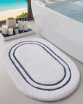 DEXI Oval Bath Mats for Bathroom, 17x30 Absorbent Bath Mat, Washable Microfiber Bathroom Rug with Non Slip Backing for Shower Floor, Navy