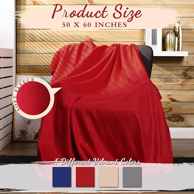 24 Packs Fleece Throw Blanket Soft Warm Lightweight Fleece Blanket Cozy Throw Bulk for Bed Couch Sofa Home Office Wedding Gifts Suitable for Seasons, 50 x 60 Inches(Morden Color)