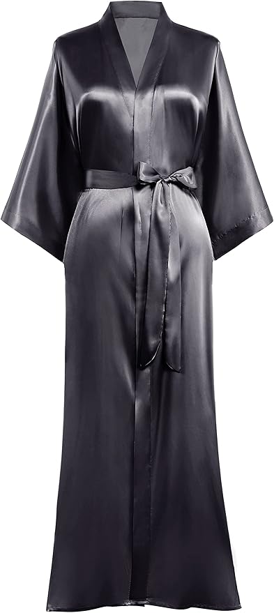 PRODESIGN Satin Kimono Robe Women Long Silky Kimono Bathrobe Sleepwear Wedding Bridesmaid Robe