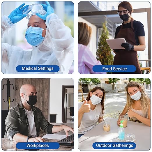 JMU Black Disposable Face Masks, (40Box, 2000Pcs) 4-Ply ASTM Level 3 Medical Mask for Adults