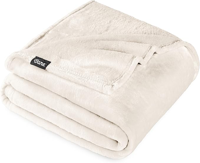 Bare Home Fleece Blanket - Throw/Travel - Ultra-Soft Lightweight for Bed, Sofa, and Couch - Luxury Microplush - Cozy Warm Blanket (Throw/Travel, Vanilla)