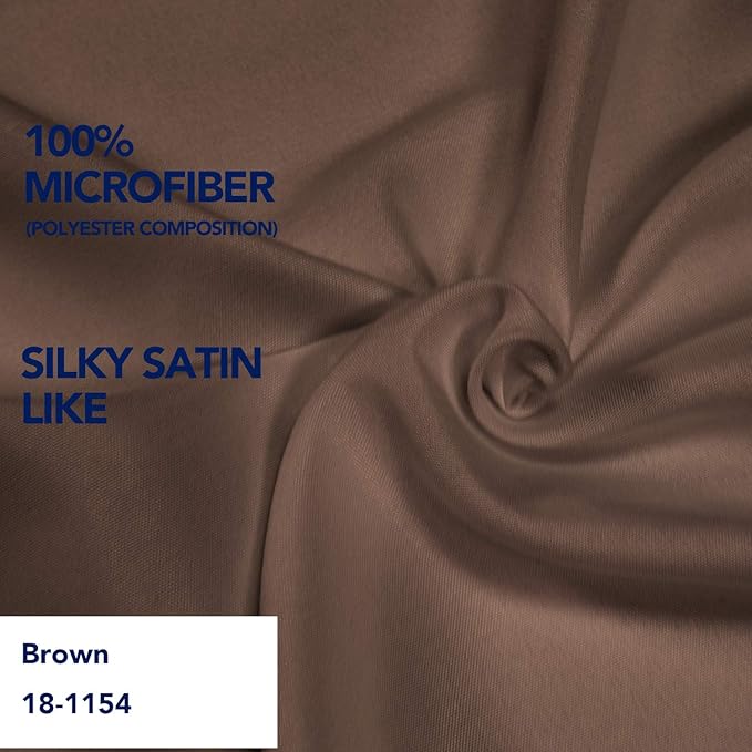 PureFit Wrap Around Ruffled Bed Skirt with Adjustable Elastic Belt - 18 Inch Drop Easy to Put On, Wrinkle Free Bedskirt Dust Ruffles, Bed Frame Cover for Queen, King and C-King Size Beds, Brown