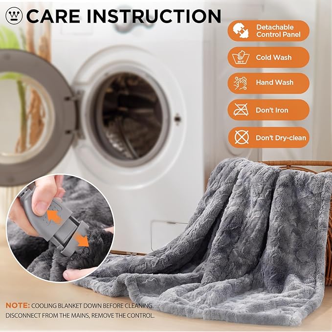 Westinghouse Electric Blanket Queen, Faux Fur Heated Blanket with 10 Heating Levels & 1-12 Hours Auto Off, Soft Cozy Sherpa Heated Blanket Washable Blanket (84" x 90" Queen Size, Grey)