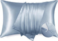 Bedsure Satin Pillowcase with Zipper, Similar to Silk Pillow Cases 2 Pack, Silky & Soft Satin Pillow Cases Standard Size for Hair and Skin, Stone Blue Pillow Covers, Gifts for Women Men, 20x26 Inches