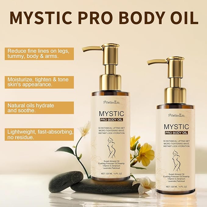 Mystic Body Firming Oil Deep Lasting Hydration and Firming Skin for Full Body Skin Tightening Body Oil After Shower 4.23 fl oz (Citrus)