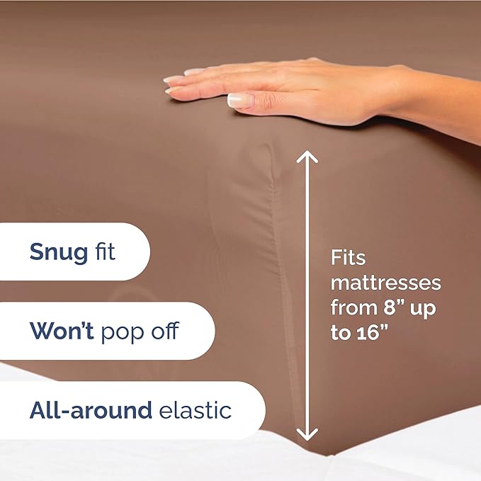 Copper Brown Oeko-Tex Hotel Luxury Durable Bed Sheets - Full Size 4 Piece Sheet Set - Extra Soft, Breathable And Cooling Sheets - Deep Pockets, Easy-Fit & Wrinkle-Free