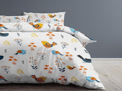 100% Egyptian Cotton Printed Duvet Cover Set - 1000 Thread Count King Size Luxurious Duvet Cover Set of 3, Breathable, & Durable Set Hotel Quality, Super Soft Comfy All Season (White)