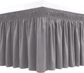 Biscaynebay Wrap Around Bed Skirts for Full & Full XL Beds 14" Drop, Silver Grey Adjustable Elastic Dust Ruffles Easy Fit Wrinkle Resistant Silky Luxurious Fabric Machine Washable