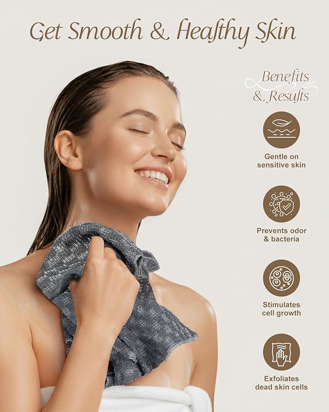 Yiclick Exfoliating Washcloth Towel, Back Scrubber for Shower, Exfoliating Body Scrubber Exfoliator, Japanese Wash Cloth for Body Scrub, Bath Exfoliate Rags Loofah Lufa Sponge for Women Men