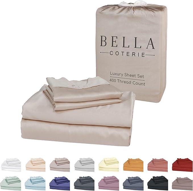 Bella Coterie Luxury Bamboo Viscose 34” Split Top King Size Sheet Set | 1 Fitted Sheet for Sleep Number & Adjustable Beds | 100% Organically Grown | Cooling & Soft | 18” Deep Pocket [Dune]