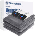 Westinghouse Electric Blanket King, Flower Jacquard Heated Blanket King Size with 10 Heating Levels and 1-12 Hours Auto-Off, Flannel to Sherpa Reversible, Machine Washable (90" x 100", Light Grey)