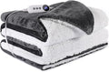 Electric Heated Blanket Throw 50"x60" - Soft Cozy Flannel & Sherpa Fabric Dual-Sided, 9 Heat Settings & 2-10 Hours Auto Off, Warming Heated Throw for Home Office, Machine Washable, Dark Gray