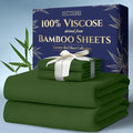 DECOLURE 100% Viscose Derived from Bamboo Sheets Full Size 4pcs - Ultra Soft & Luxuriously Cooling, 17" Deep Pocket, Double Stitching, Perfect for Hot Sleepers - Full Bed Sheets (Olive)