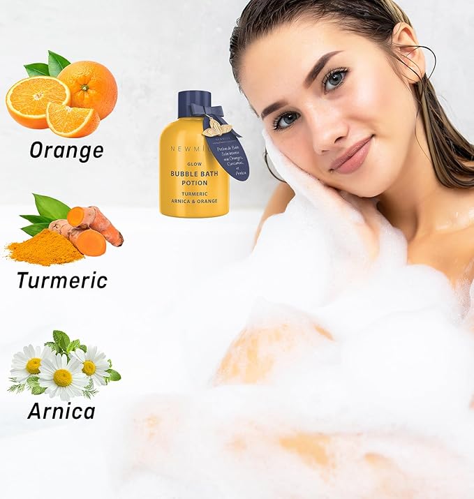 Nutritious Bubble Bath Long Lasting Foam Turmeric Orange Arnica Essential Oil Skin Healing Moisturizing Relaxing Stress Relief Spa Gift for Women