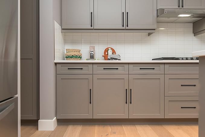 Ravinte 30 Pack Solid 5 Inch Center to Center Slim Square Bar Drawer Handles for Kitchen Cabinet Hardware Matte Black