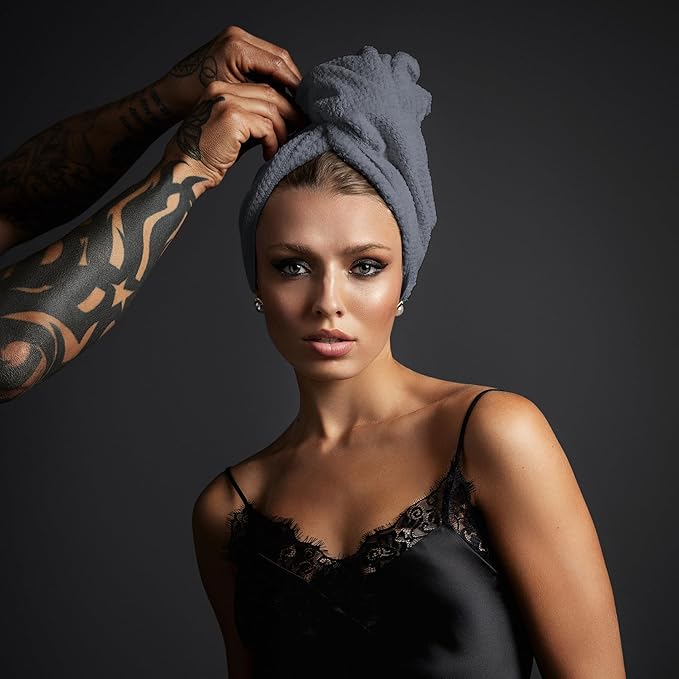 Fromm Softees Plush Microfiber Towels for Hair Salon, Barber, Spa, Ultra Soft Hair Wrap for Drying Hair, Hands, Face, Granite, 20 x 34 Inches, 6 Pack