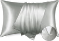 Bedsure Satin Pillowcase with Zipper, Similar to Silk Pillow Cases 2 Pack, Satin King Size Pillow Cases Set of 2, Silky & Soft Pillow Cover for Hair and Skin, Gifts for Women Men, Grey, 20x36 Inches